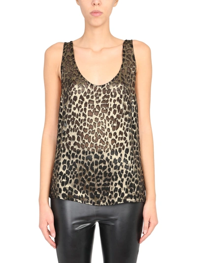 Shop Saint Laurent Leopard Print Tank Top In Nero