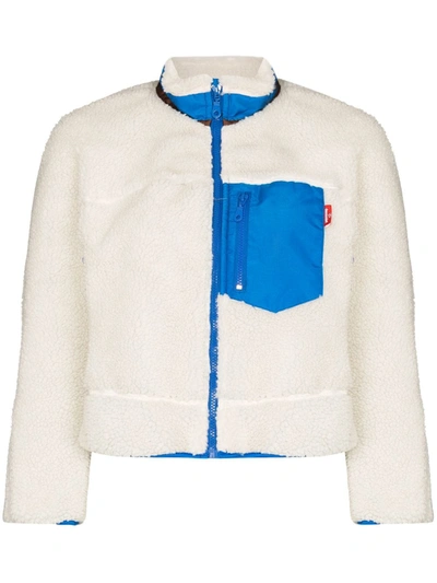 Shop Denimist Contrast-detailing Fleece Jacket In White