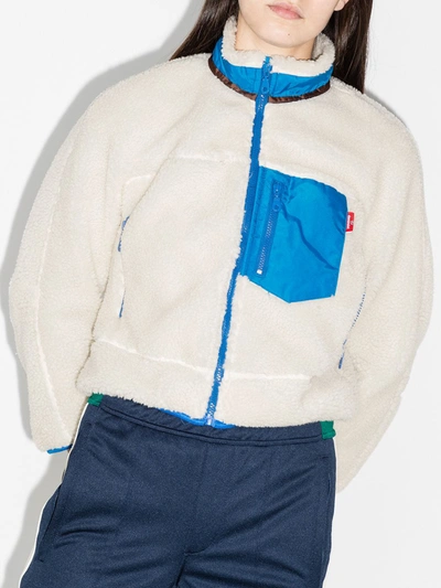 Shop Denimist Contrast-detailing Fleece Jacket In White