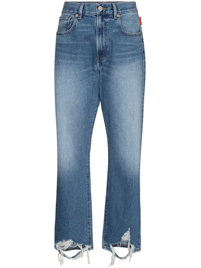 Shop Denimist Stonewashed Ripped Detail Jeans In Blue