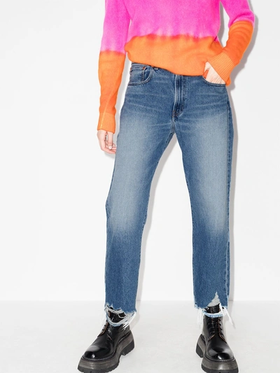 Shop Denimist Stonewashed Ripped Detail Jeans In Blue