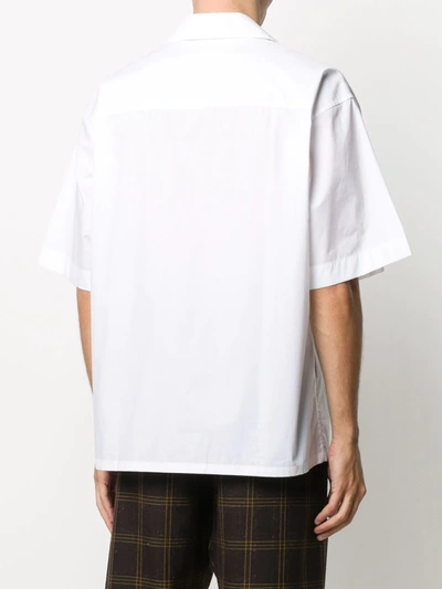 Shop Marni Cuban Collar Logo Shirt In White