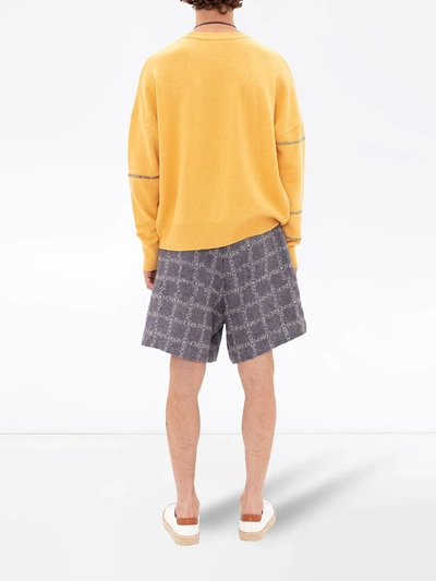 Shop Jw Anderson Patchwork-style Knit Jumper In Yellow