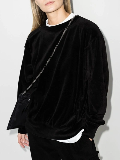 Shop Les Tien Crew-neck Velvet Sweatshirt In Black