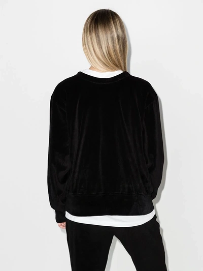 Shop Les Tien Crew-neck Velvet Sweatshirt In Black