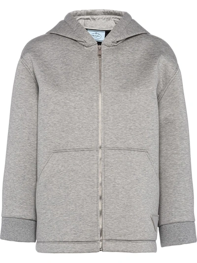 Shop Prada Double Jersey Blouson Jacket In Grey