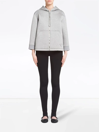 Shop Prada Double Jersey Blouson Jacket In Grey