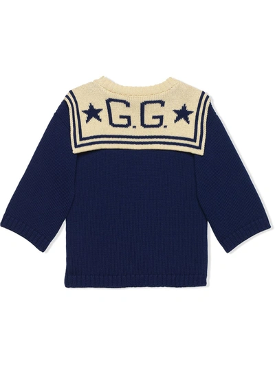 Shop Gucci Intarsia-knit Sailor Jumper In Blue