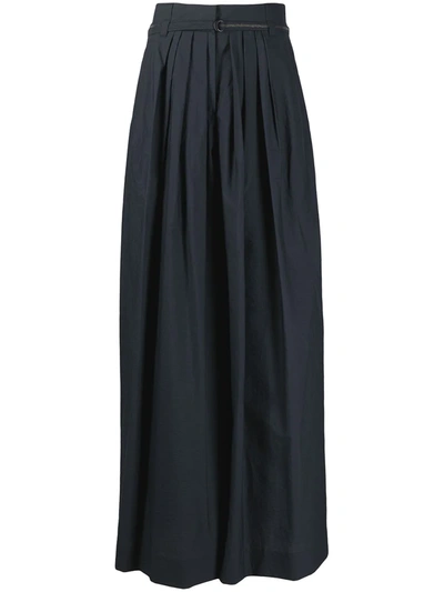 Shop Brunello Cucinelli High-waisted Wide-leg Trousers In Blue