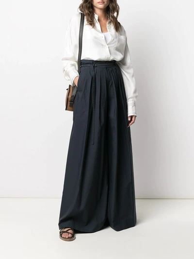 Shop Brunello Cucinelli High-waisted Wide-leg Trousers In Blue