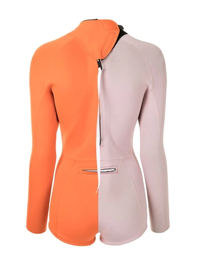 Shop Cynthia Rowley Logan Color-block Wetsuit In Orange