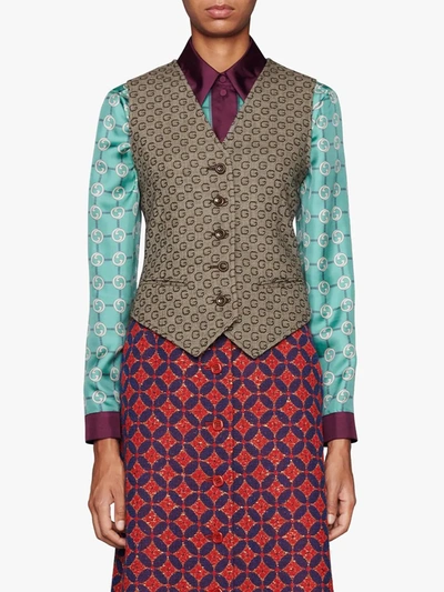 Shop Gucci G Jacquard-woven Waistcoat In Brown