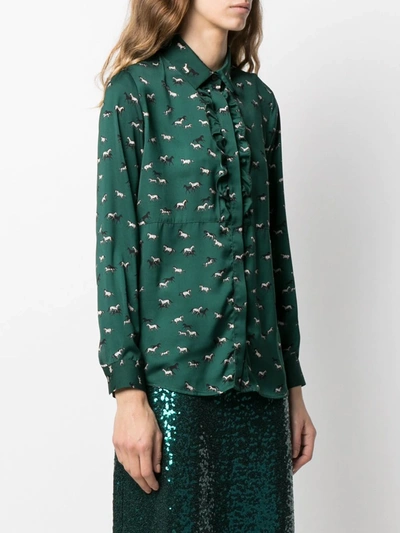 Shop Altea Horse-print Shirt In Green