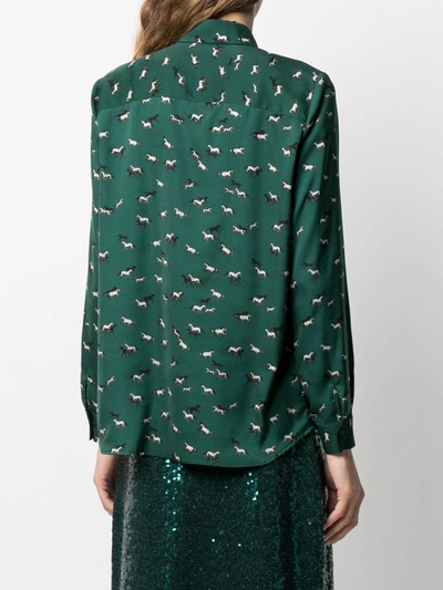 Shop Altea Horse-print Shirt In Green