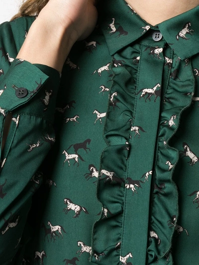 Shop Altea Horse-print Shirt In Green