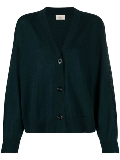 Shop Altea Knitted Virgin Wool Cardigan In Green