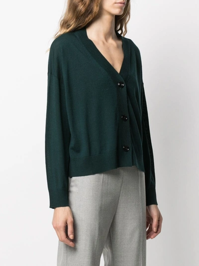 Shop Altea Knitted Virgin Wool Cardigan In Green