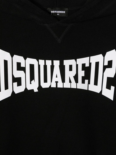 Shop Dsquared2 Logo Print Cotton Hoodie In Black