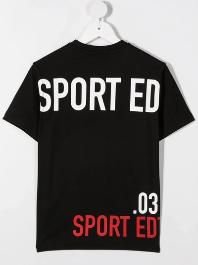 Shop Dsquared2 Multi-logo Print Cotton T-shirt In Black
