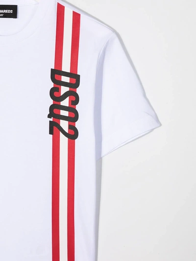 Shop Dsquared2 Stripe Detail Logo T-shirt In White