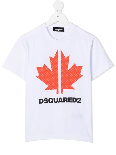 Dsquared2 Kids' Logo Print Cotton T-shirt In White | ModeSens