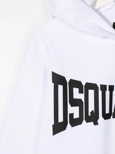 Shop Dsquared2 Logo-print Cotton Hoodie In White