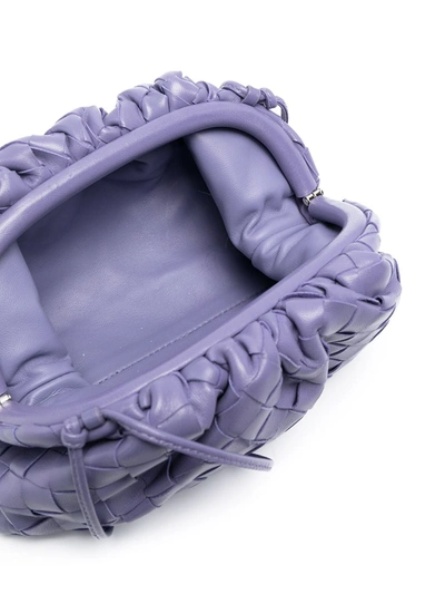 Shop Bottega Veneta The Mini Pouch Intrecciato Bag In Purple