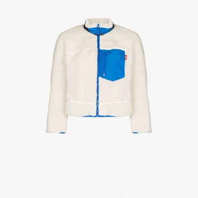 Shop Denimist White Contrast Fleece Jacket