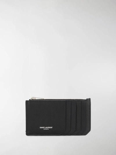 Shop Saint Laurent Leather Credit Card Holder In Black