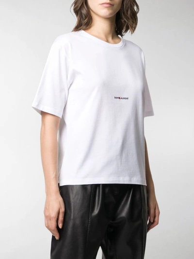 Shop Saint Laurent Logo Cotton T-shirt In White