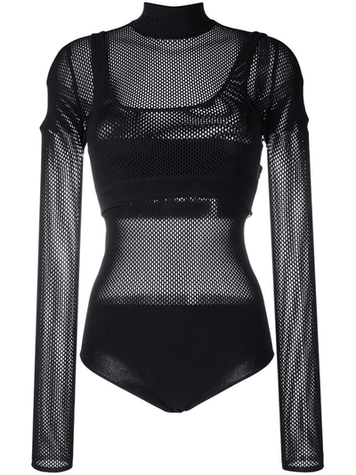Shop Fendi Turtleneck Bodysuit In Black