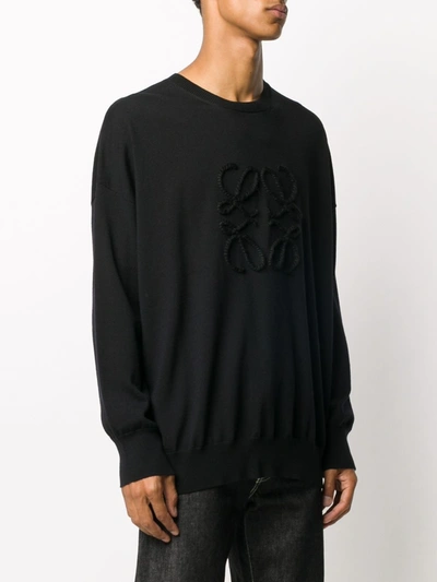 Shop Loewe Anagram Stitch Sweater In Black