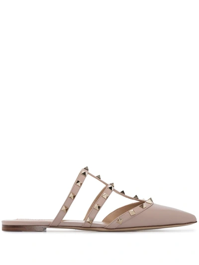 Shop Valentino Rockstud Leather Mule In Pink