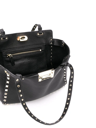 Shop Valentino Rockstud Small Leather Tote Bag In Black
