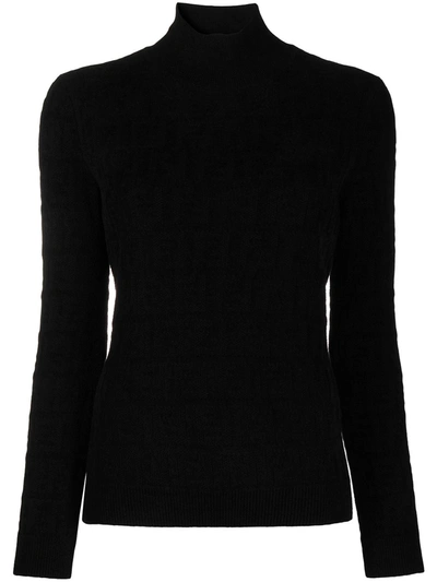 Shop Fendi Velvet Sweater In Black