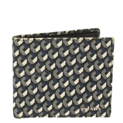 Pre-owned Prada Muliticolor Octagon Print Leather Bifold Wallet In Multicolor