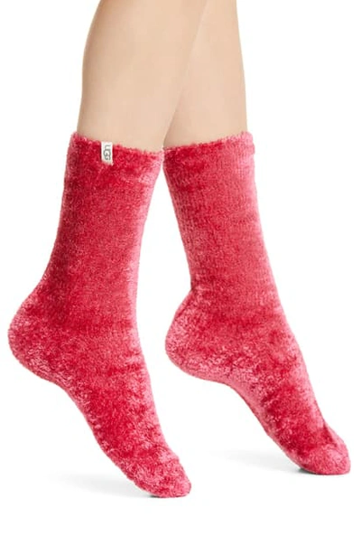 Shop Ugg Leda Cozy Socks In Raspberry