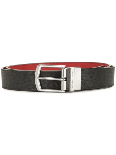 Shop Michael Kors Crossgrain Leather Belt In Black