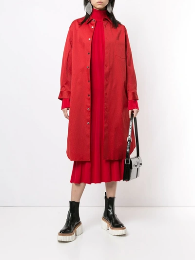 Shop Junya Watanabe Layered Shirt Dress In Red