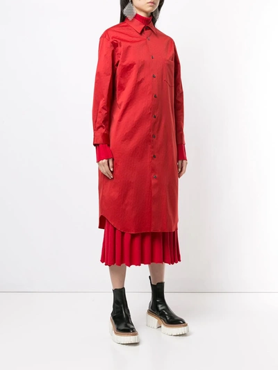 Shop Junya Watanabe Layered Shirt Dress In Red