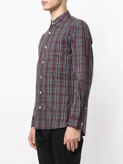 Shop Kent & Curwen Long Sleeved Plaid Shirt In Red
