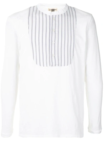 Shop Kent & Curwen Striped-bib Henley Top In White