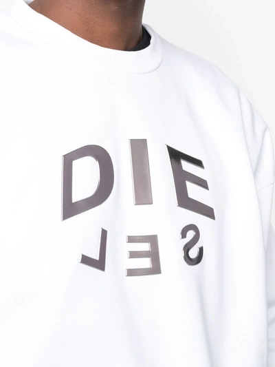 Shop Diesel Split-logo Sweatshirt In White