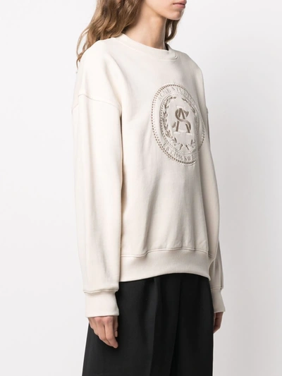 Shop Acne Studios Logo-embroidered Organic-cotton Sweatshirt In Neutrals