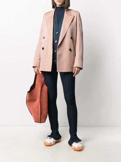 Shop Acne Studios Pinstriped Blazer In Pink