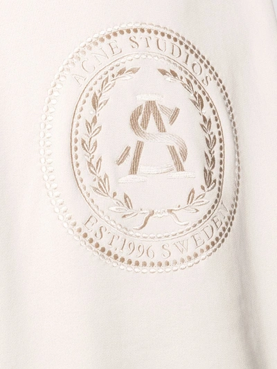 Shop Acne Studios Logo-embroidered Organic-cotton Sweatshirt In Neutrals