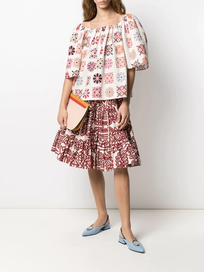 Shop La Doublej Love Parnaveg-print Cotton Skirt In Neutrals
