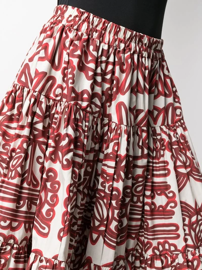 Shop La Doublej Love Parnaveg-print Cotton Skirt In Neutrals