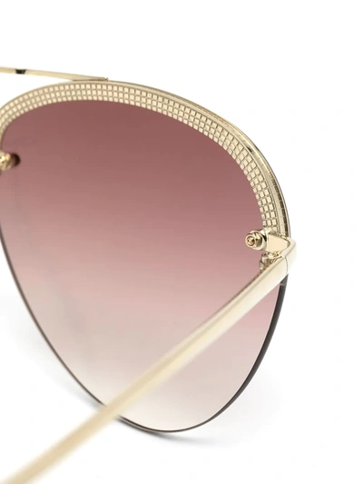 Shop Linda Farrow Aviator Frame Sunglasses In Gold