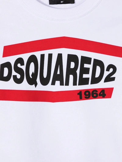 Shop Dsquared2 Logo Print Cotton Sweatshirt In White